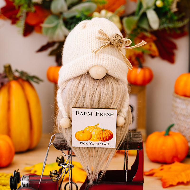 Wholesale Doll Country Dwarf Orange Thanksgiving Autumn Polyester Ornaments